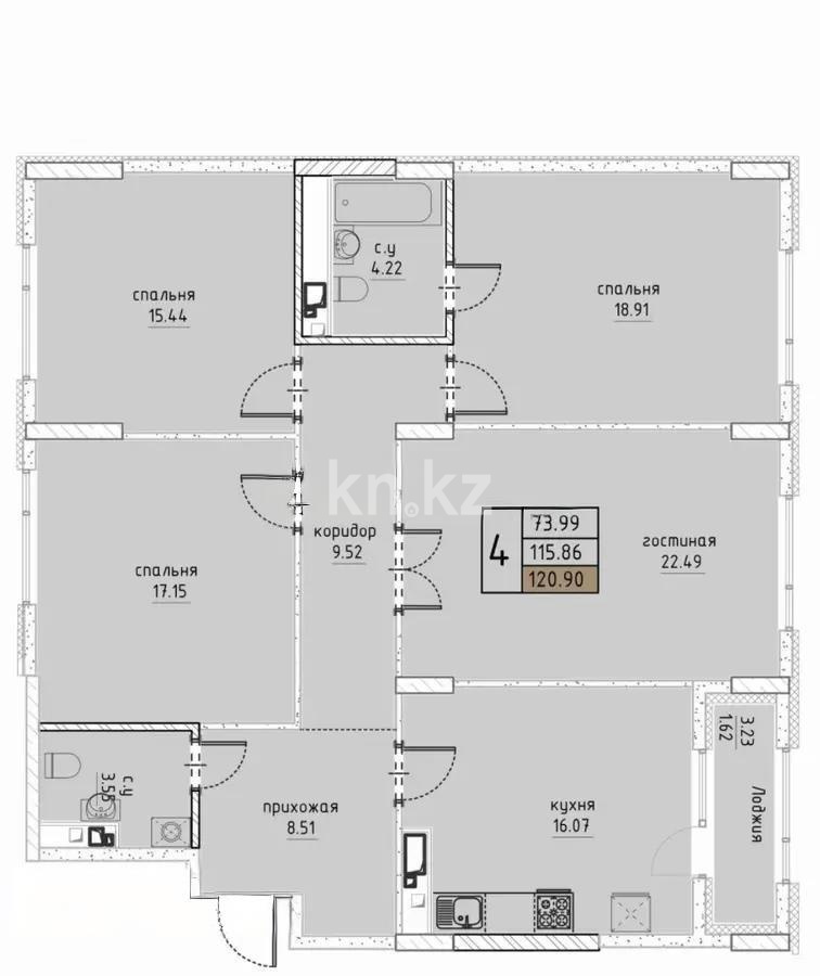 Продажа 4-комнатной квартиры, 120 м², ул. Калдаякова, дом  23а в Астане - фото 3