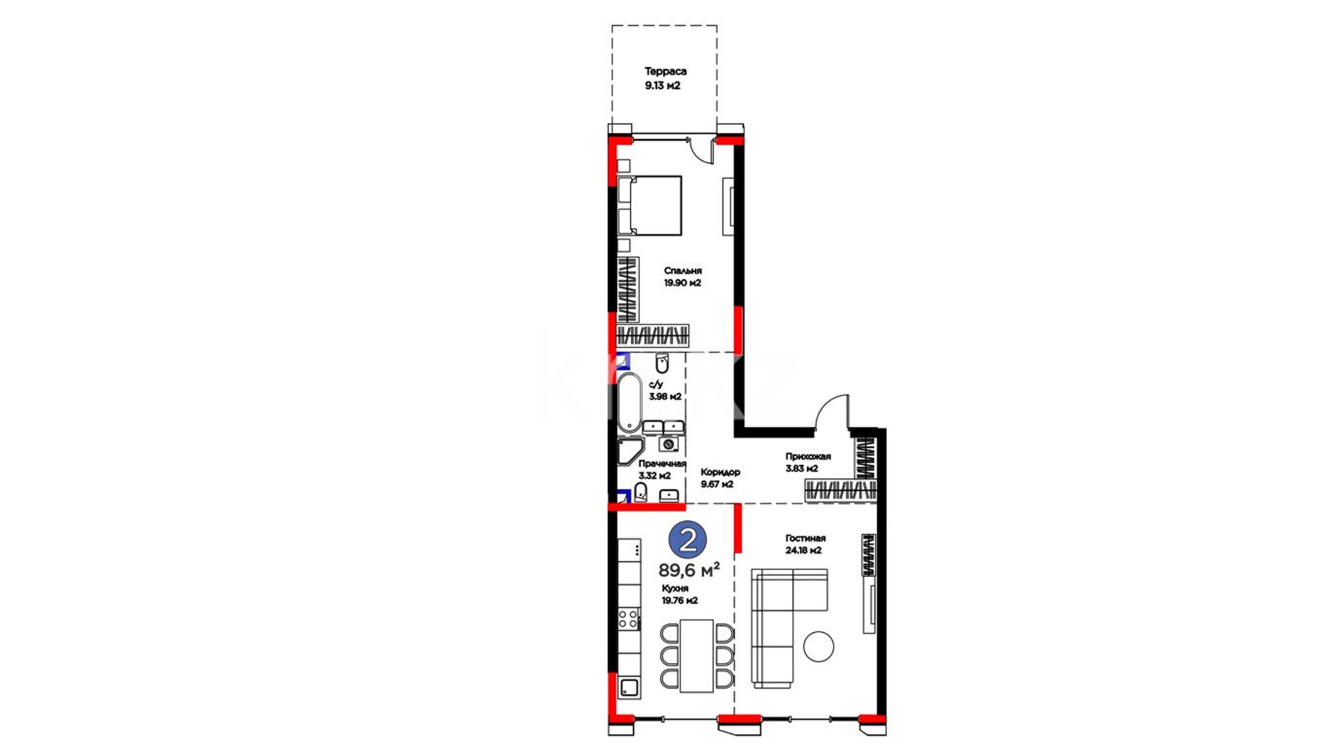 ЖК Biography, 2-комнатная, цена 120 552 300 ₸, 1 353 000 ₸&nbsp;/&nbsp;м²
