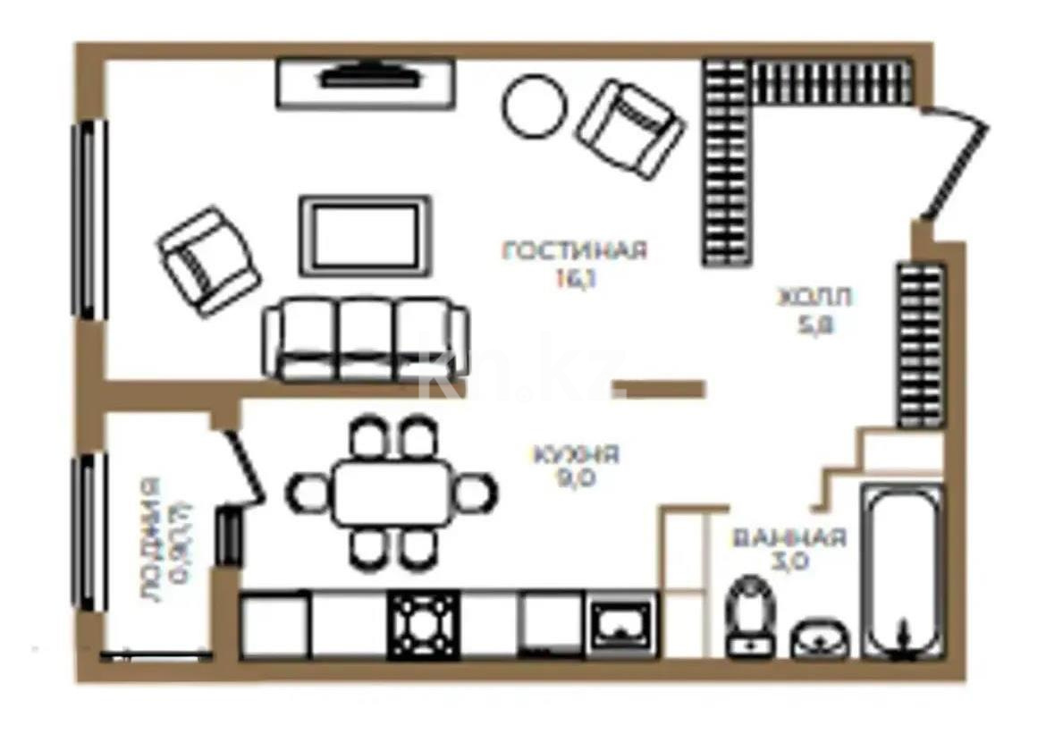 Продажа 1-комнатной квартиры, 34.4 м², пр. Райымбека, дом  590/15 в Алматы