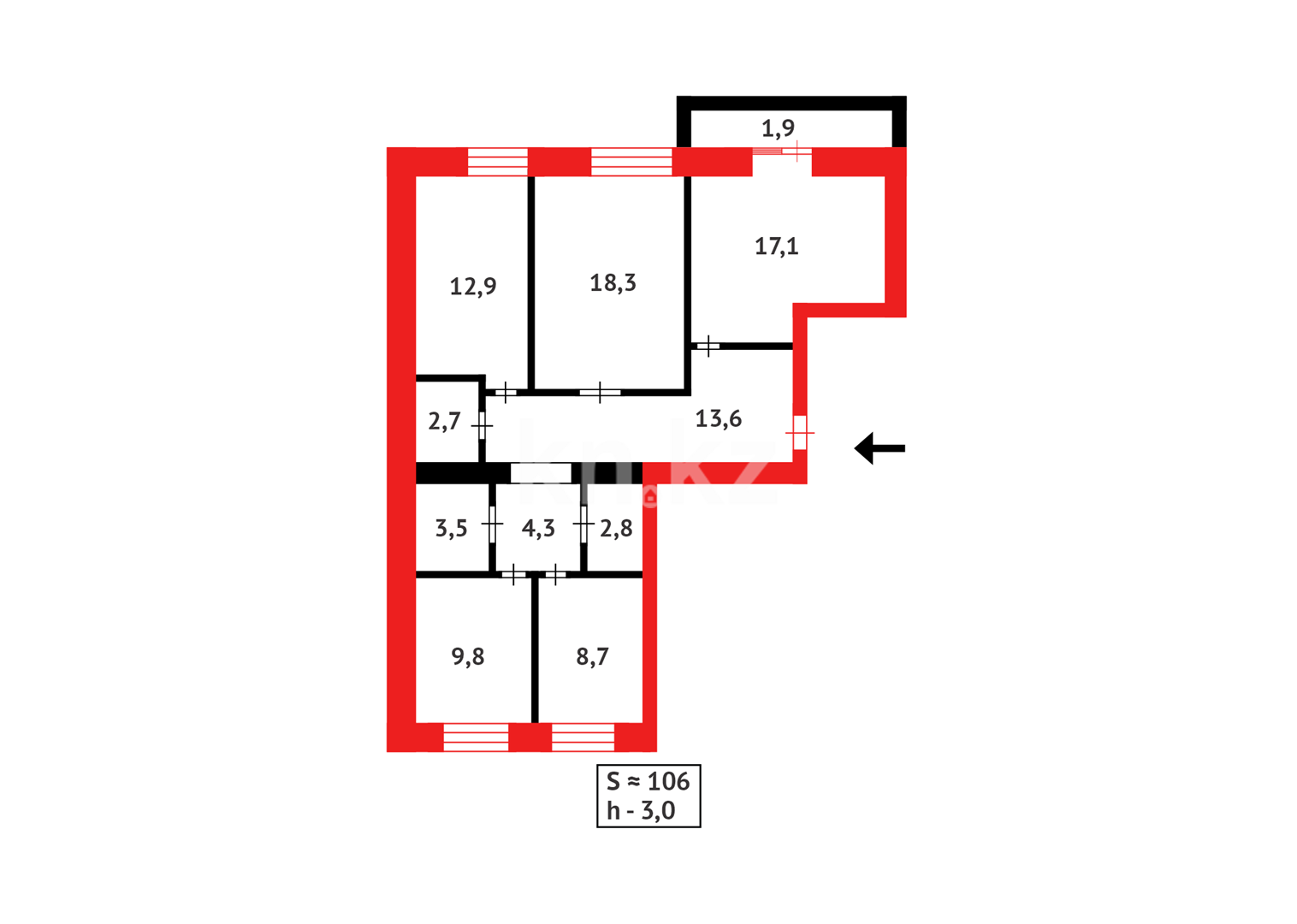 Продажа 4-комнатной квартиры, 106 м² в Караганде - фото 31