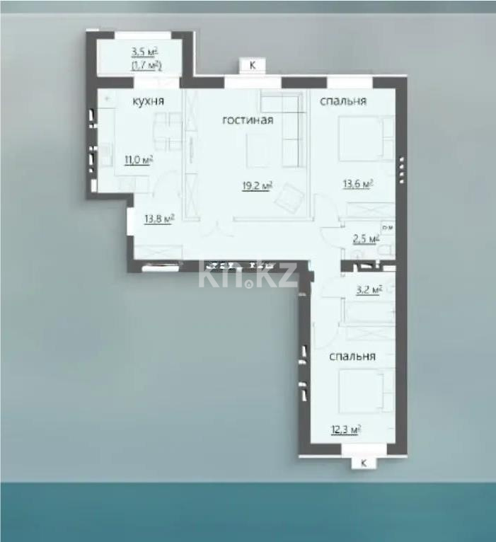 Продажа 3-комнатной квартиры, 80 м² в Караганде