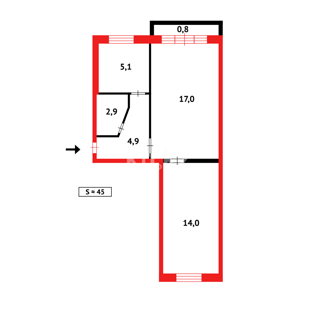 Продажа 2-комнатной квартиры, 44 м², пр. Металлургов в Темиртау - фото 7