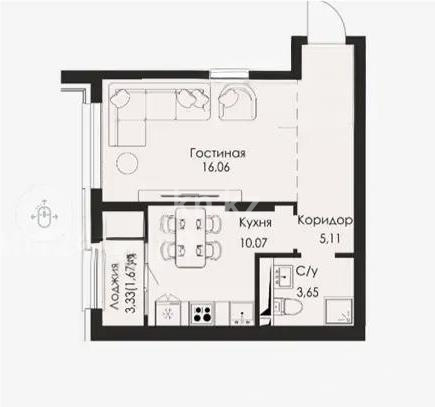 Продажа 1-комнатной квартиры, 40.05 м² в Алматы