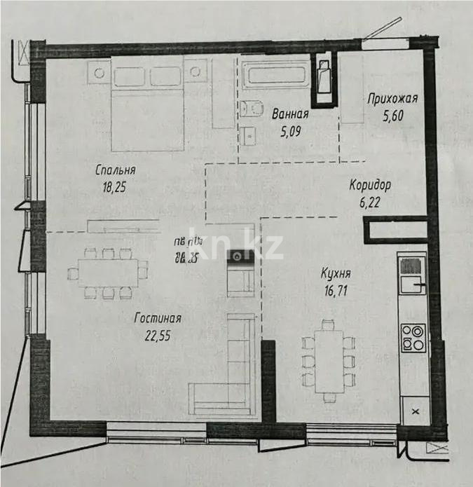 Продажа 2-комнатной квартиры, 74.5 м² в Астане
