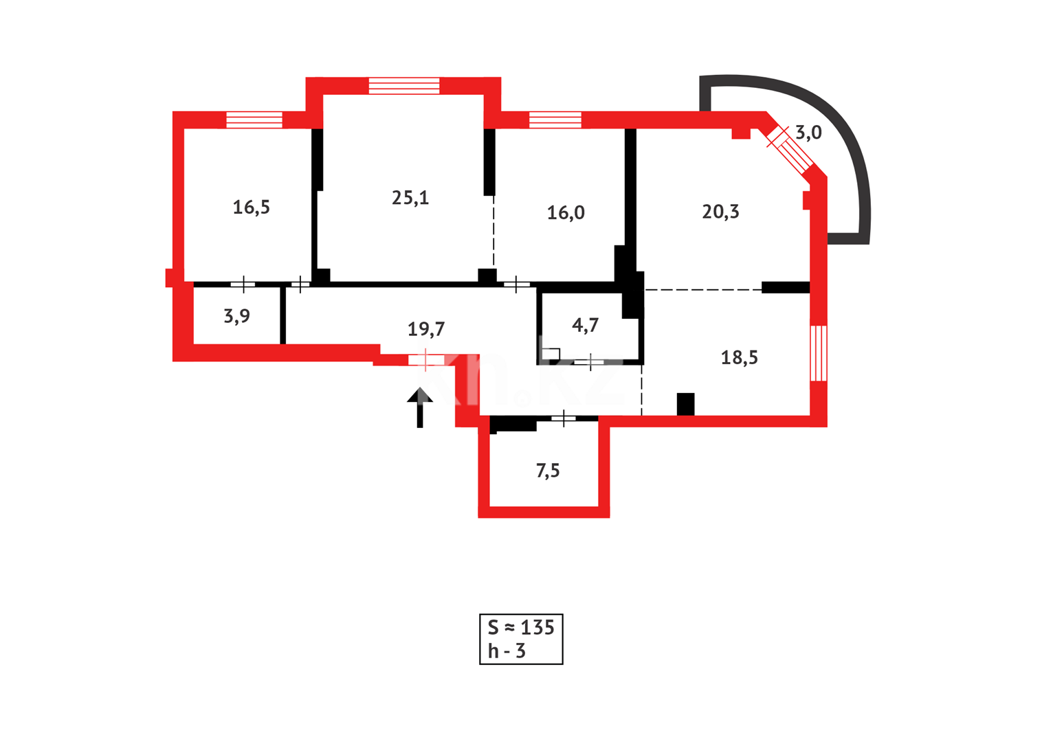 Продажа 3-комнатной квартиры, 135.2 м², ул. Байтурсынова в Астане - фото 31
