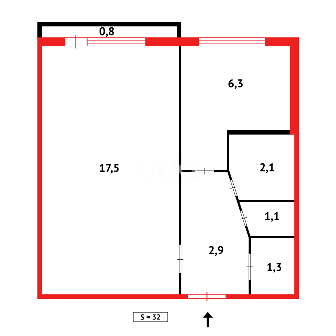Продажа 1-комнатной квартиры, 32 м², мкр-н 14 в Караганде - фото 8