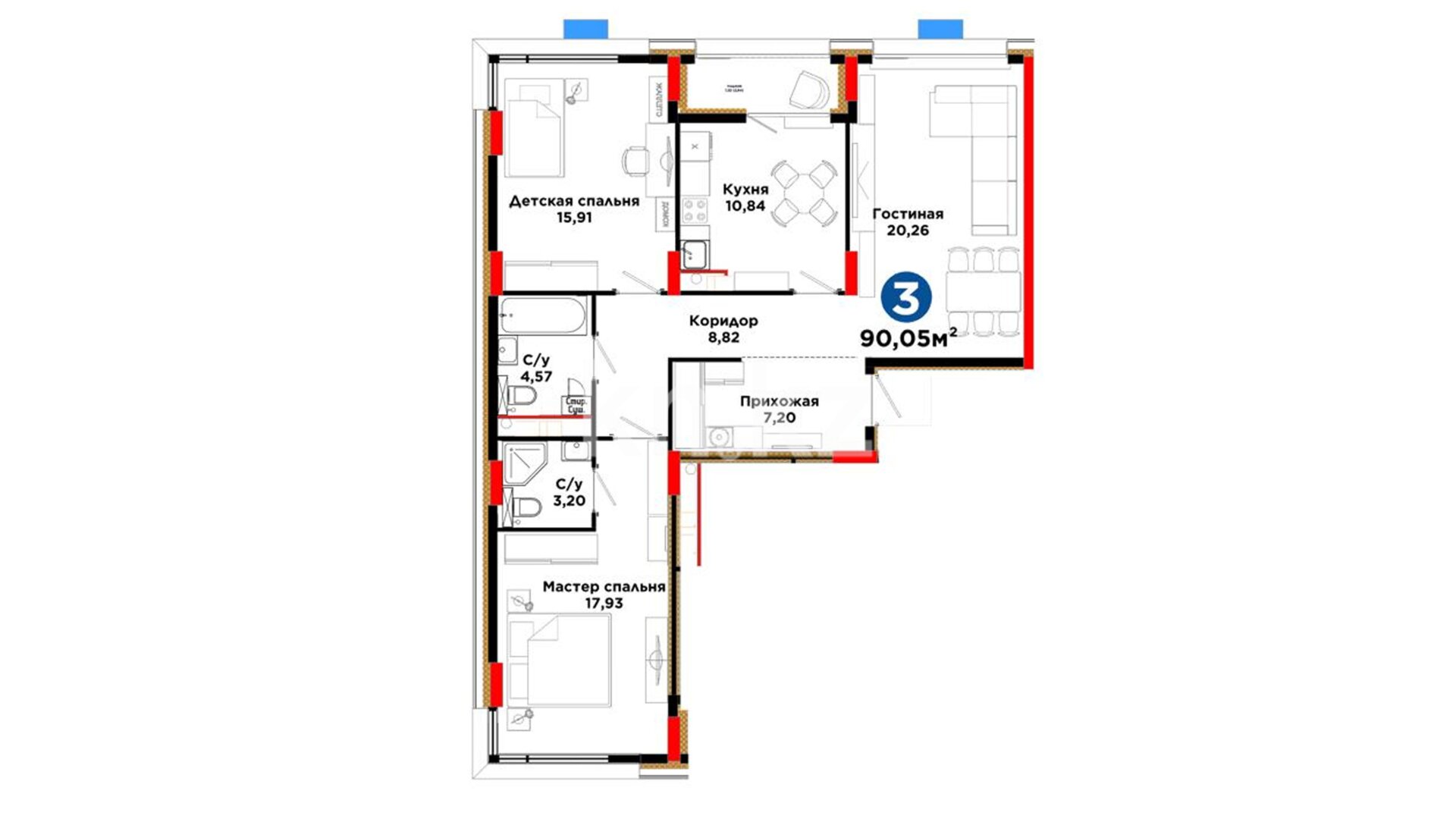 ЖК Arna Urpaq, 3-комнатная, цена 50 409 990 ₸, 559 800 ₸&nbsp;/&nbsp;м²