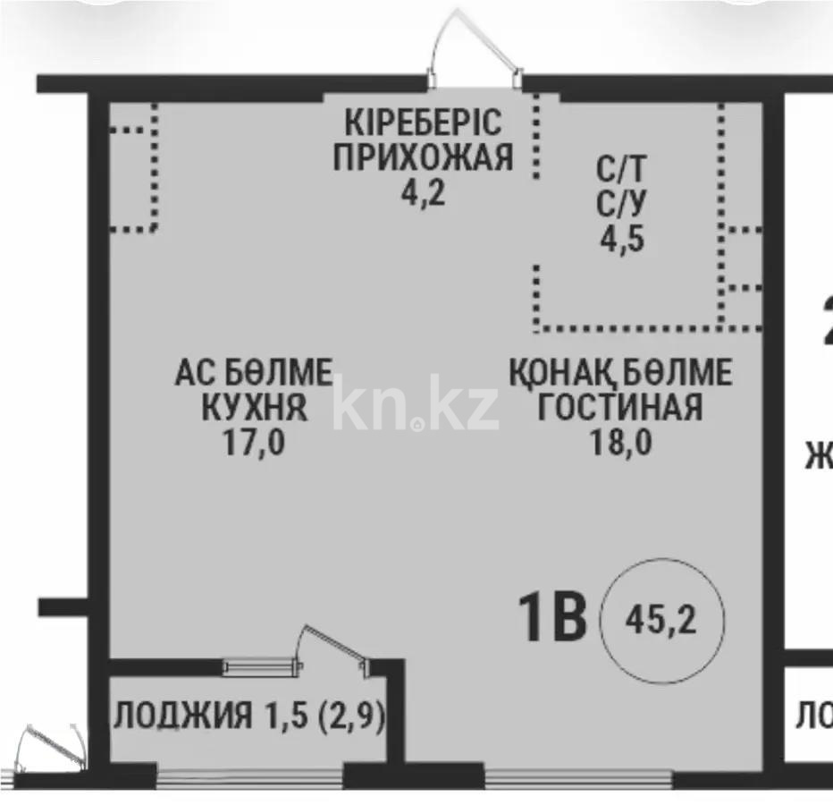 Продажа 1-комнатной квартиры, 45.2 м² в Алматы