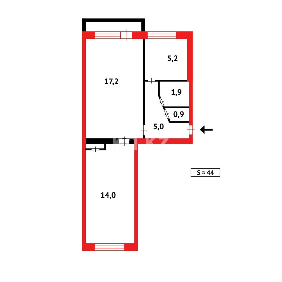 Продажа 2-комнатной квартиры, 43 м², ул. Абая в Темиртау - фото 12