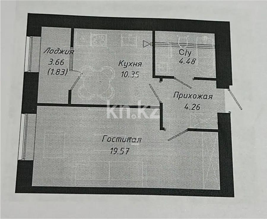 Продажа 1-комнатной квартиры, 40.49 м², ул. Е-15, дом  13/2 в Астане