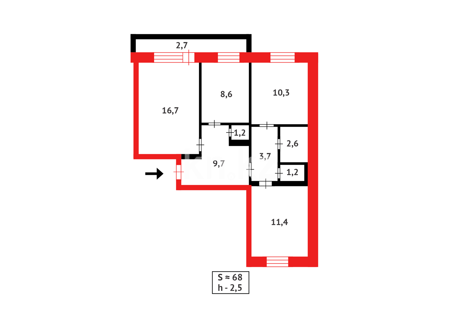 Продажа 3-комнатной квартиры, 68 м² в Темиртау - фото 21