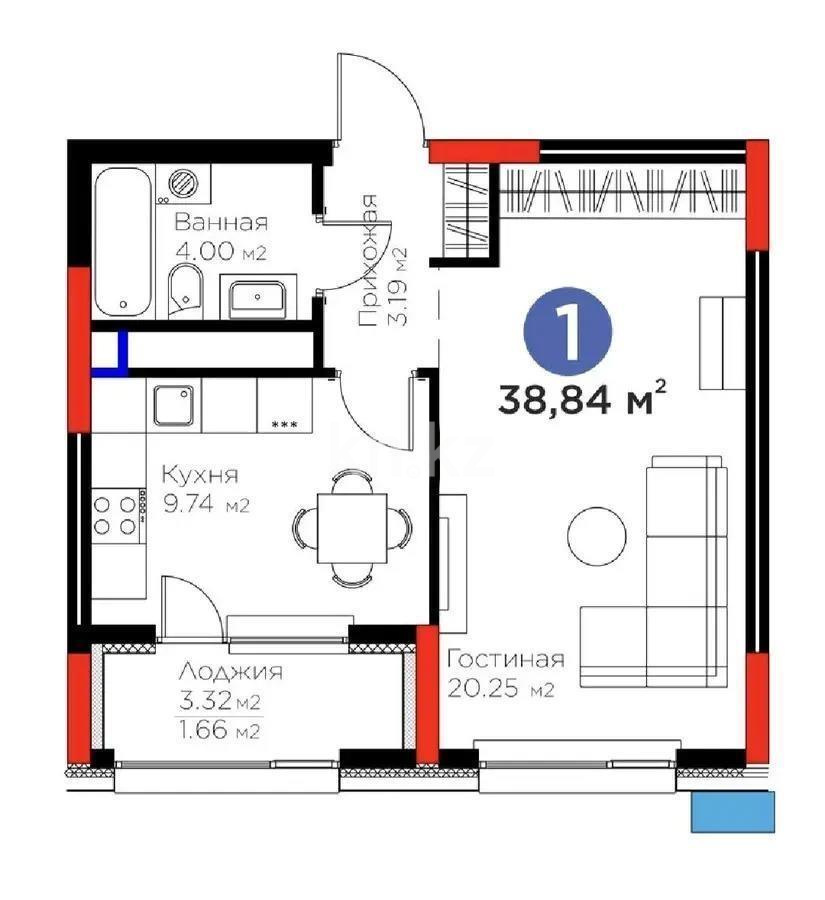 Продажа 2-комнатной квартиры, 38.84 м² в Астане - фото 5