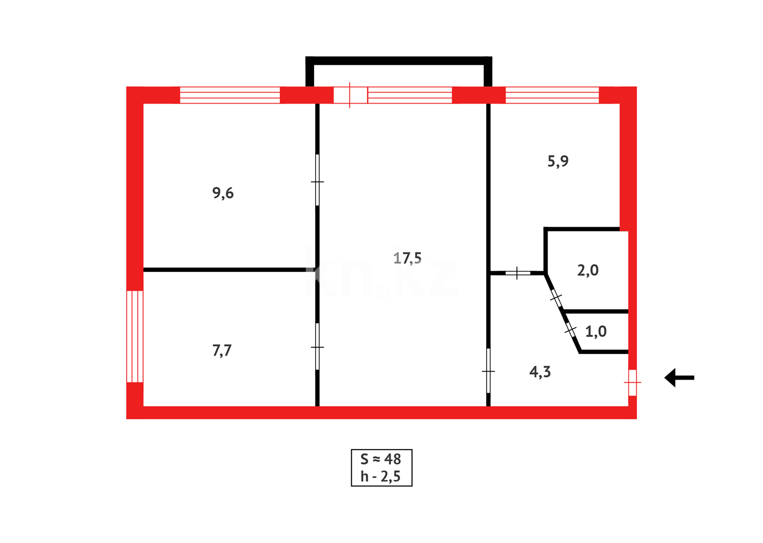 Продажа 3-комнатной квартиры, 48 м², мкр-н 23 в Караганде - фото 16