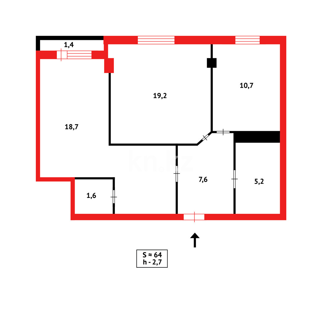 Продажа 2-комнатной квартиры, 65 м², пр. Шахтеров в Караганде - фото 14