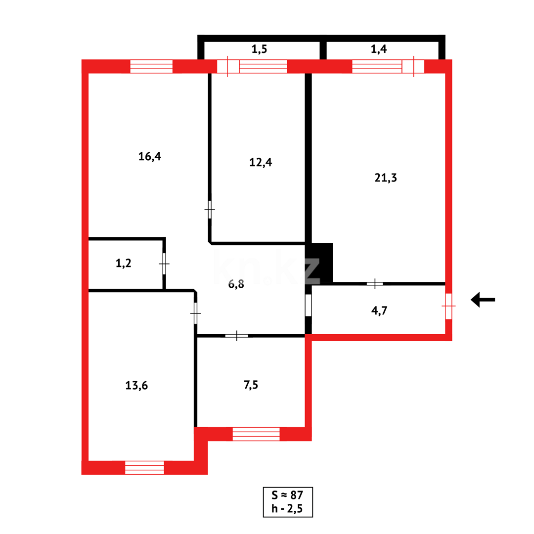Продажа 3-комнатной квартиры, 84 м² в Караганде - фото 22