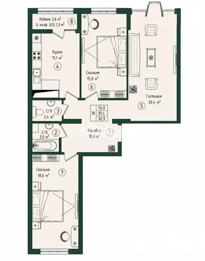 Продажа 3-комнатной квартиры, 83 м² в Астане