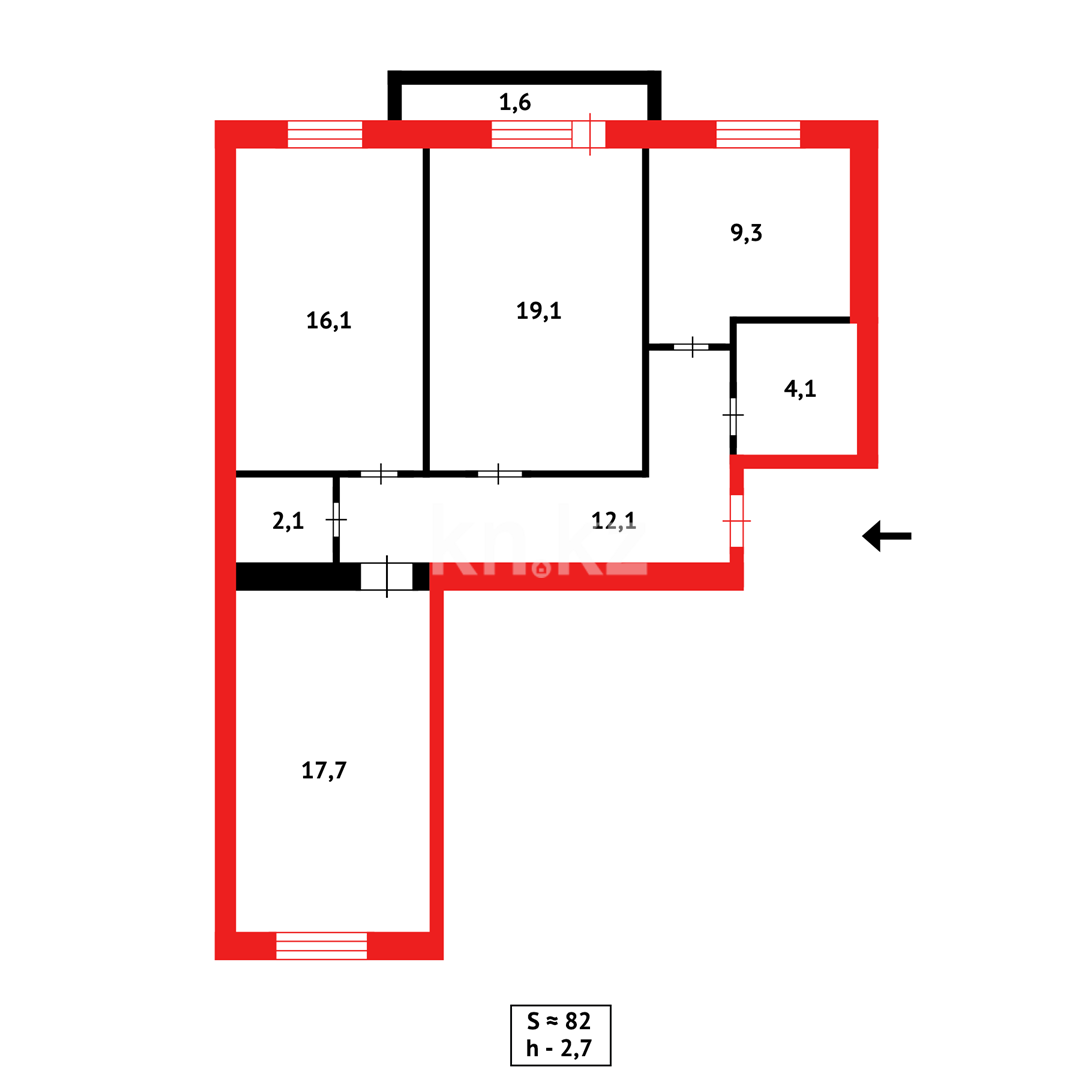 Продажа 3-комнатной квартиры, 81 м², 137 учетный квартал в Караганде - фото 14