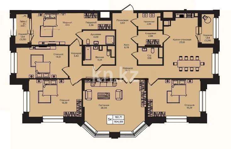 Продажа 5-комнатной квартиры, 165 м² в Астане