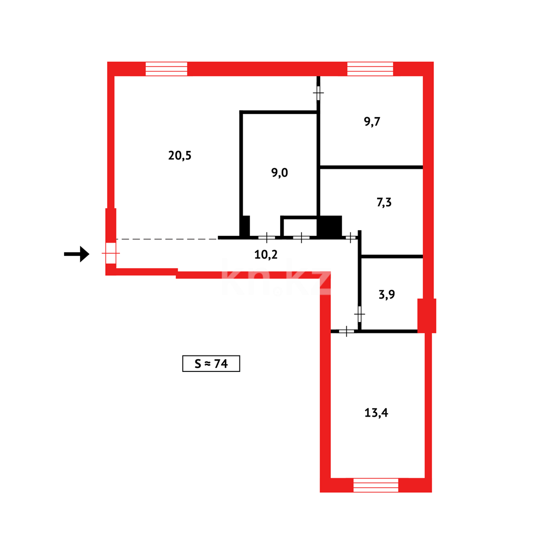 Продажа 3-комнатной квартиры, 74 м², пр. Республики в Темиртау - фото 14