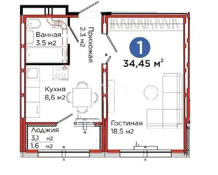 Продажа 1-комнатной квартиры, 35 м² в Астане - фото 3