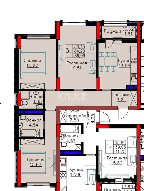 Продажа 3-комнатной квартиры, 86.1 м² в Астане