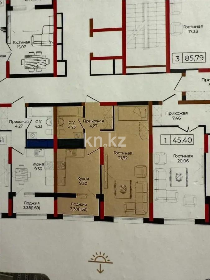 Продажа 1-комнатной квартиры, 41.3 м², ул. Анет баба, дом  4 в Астане