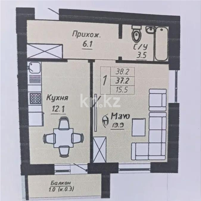 Продажа 1-комнатной квартиры, 39 м² в Астане