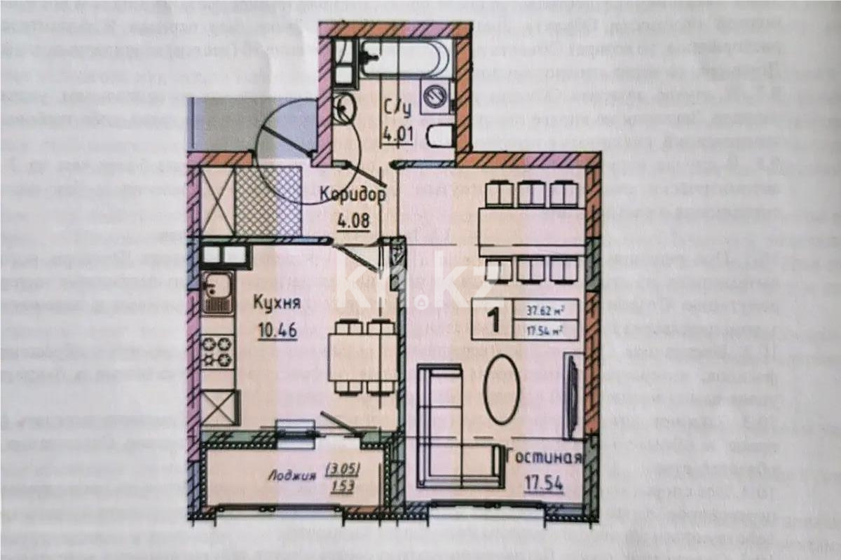 Продажа 1-комнатной квартиры, 37.62 м², пр. Улы Дала, дом  28 стр в Астане