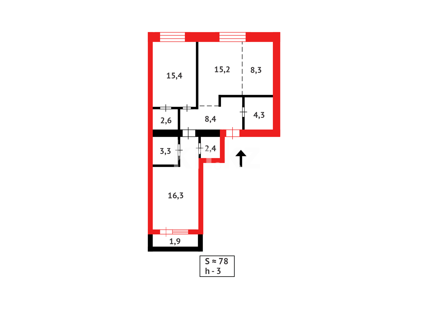 Продажа 3-комнатной квартиры, 78.43 м² в Астане - фото 16
