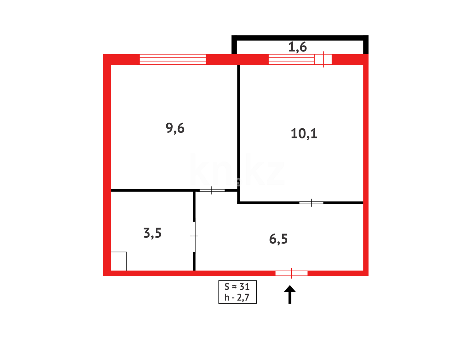 Продажа 1-комнатной квартиры, 31.3 м², ул. Болекпаева в Астане - фото 7