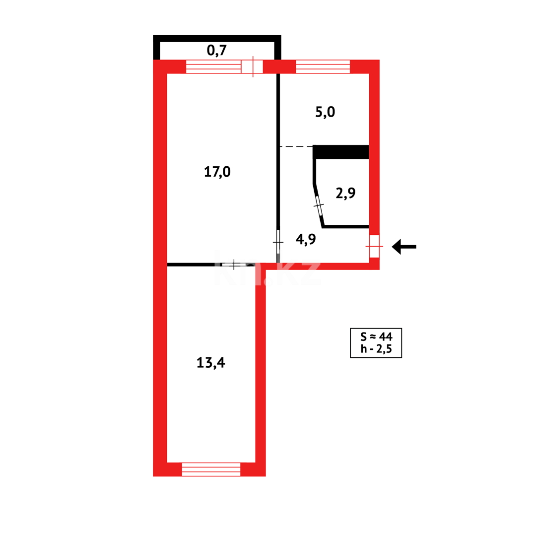 Продажа 2-комнатной квартиры, 45 м² в Караганде - фото 16