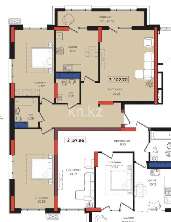 Продажа 3-комнатной квартиры, 103 м² в Астане