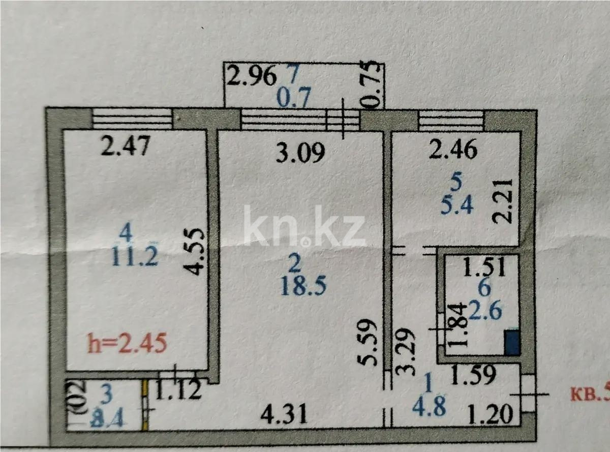 Продажа 2-комнатной квартиры, 45.6 м² в Астане