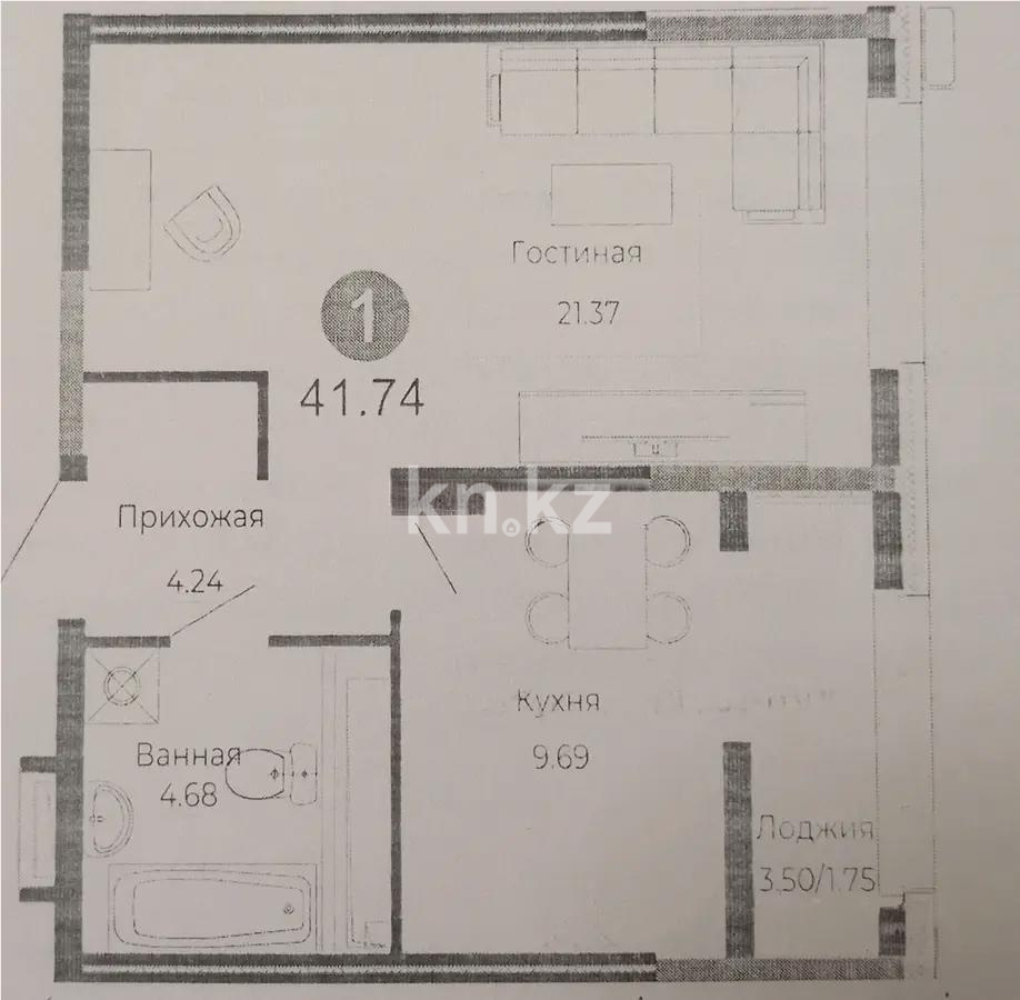 Продажа 1-комнатной квартиры, 42 м² в Астане