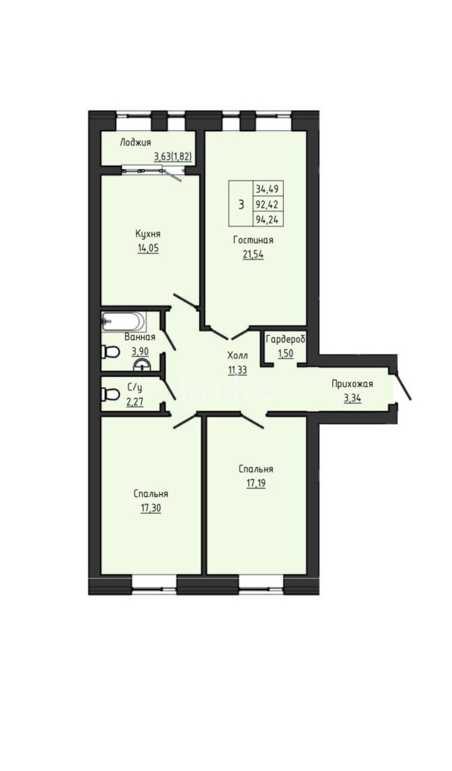 Продажа 3-комнатной квартиры, 92.55 м² в Актобе - фото 11