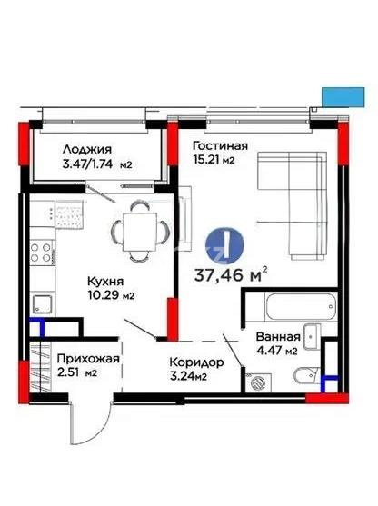 Продажа 1-комнатной квартиры, 37.46 м² в Астане
