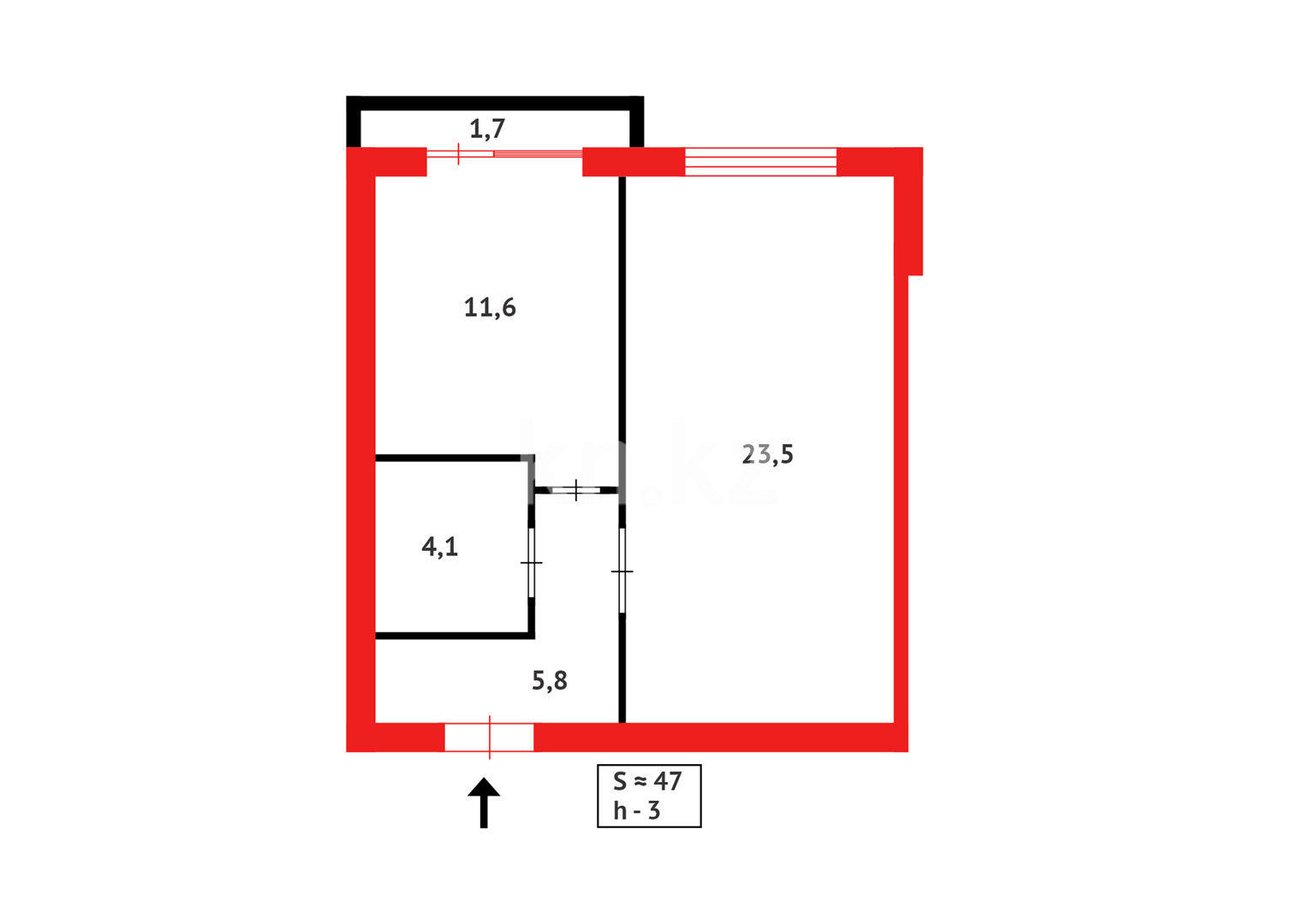 Продажа 2-комнатной квартиры, 47 м², ул. Таттимбета, дом  40 в Караганде - фото 17