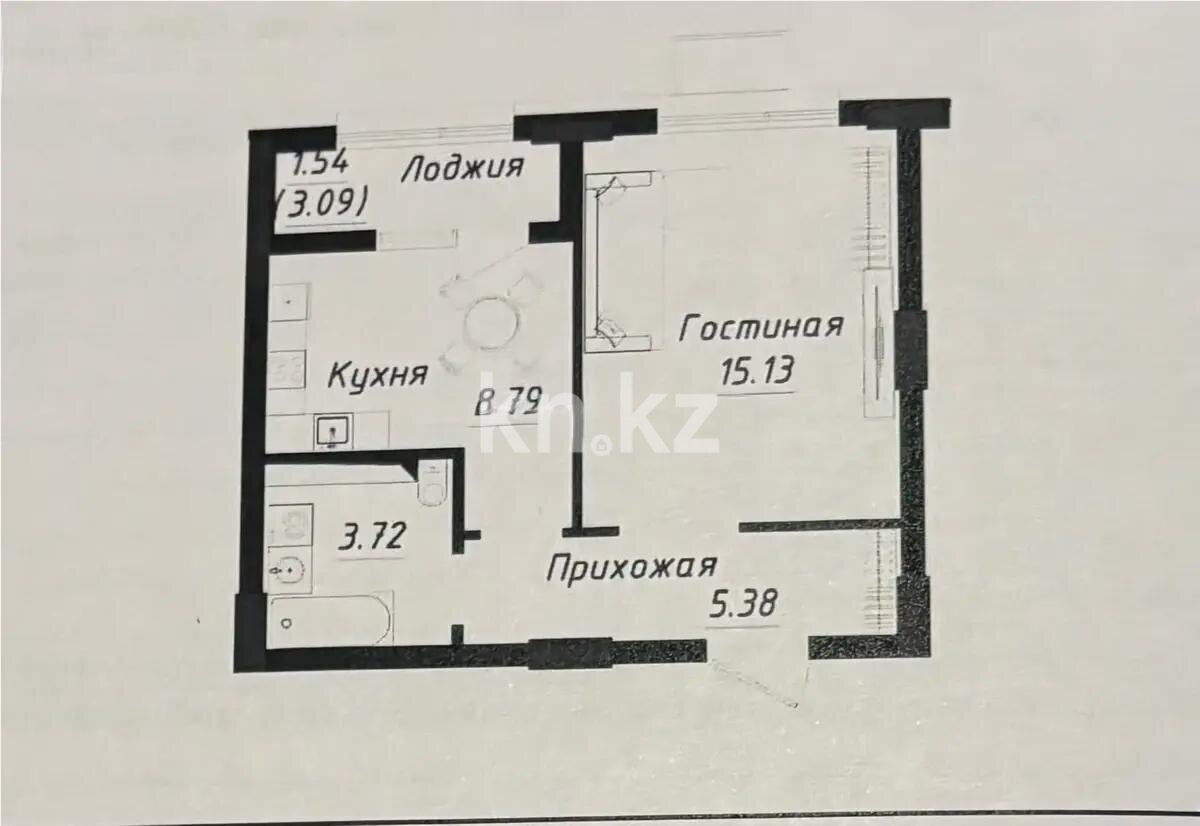 Продажа 1-комнатной квартиры, 34.56 м² в Астане