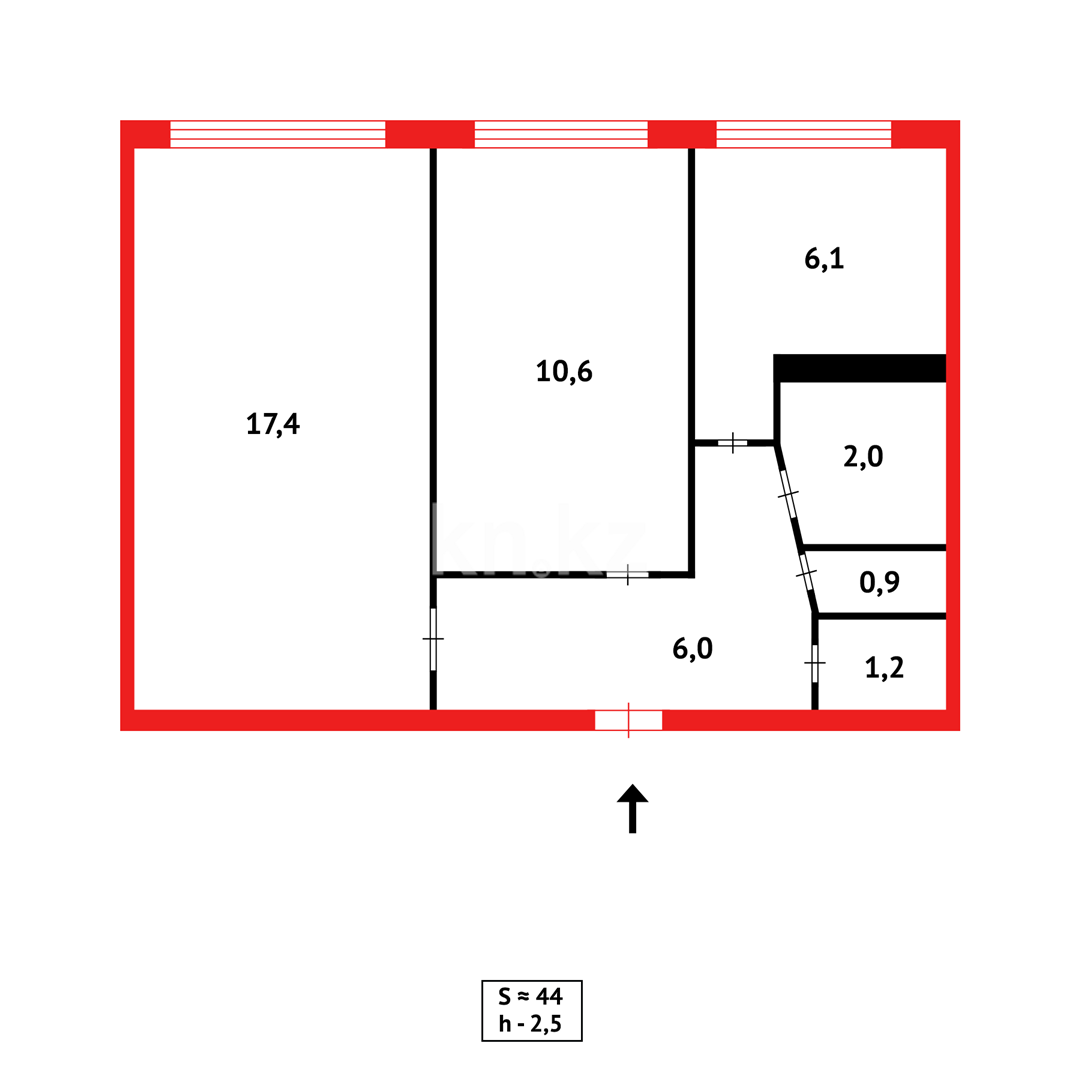 Продажа 2-комнатной квартиры, 44 м² в Караганде - фото 14