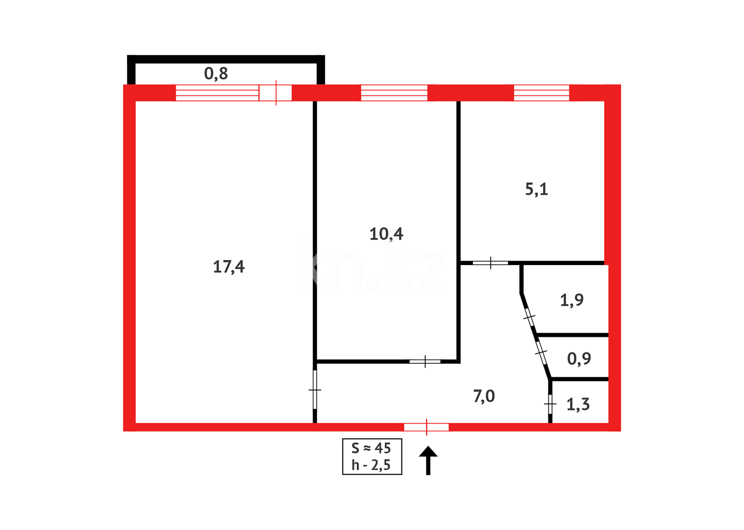 Продажа 2-комнатной квартиры, 45 м², ул. 6-й мик-н в Темиртау - фото 14