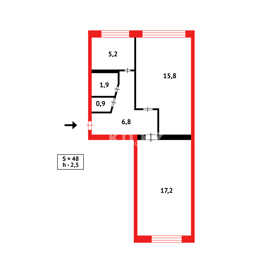 Продажа 2-комнатной квартиры, 48 м², пр. Мира в Темиртау - фото 13