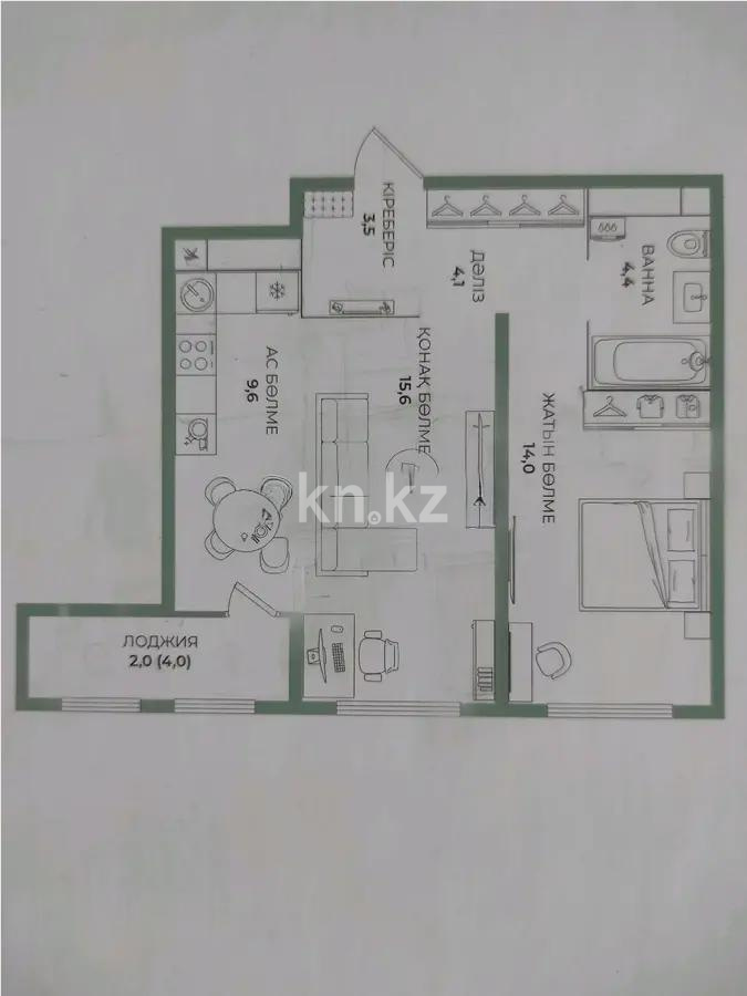 Продажа 2-комнатной квартиры, 53 м² в Алматы