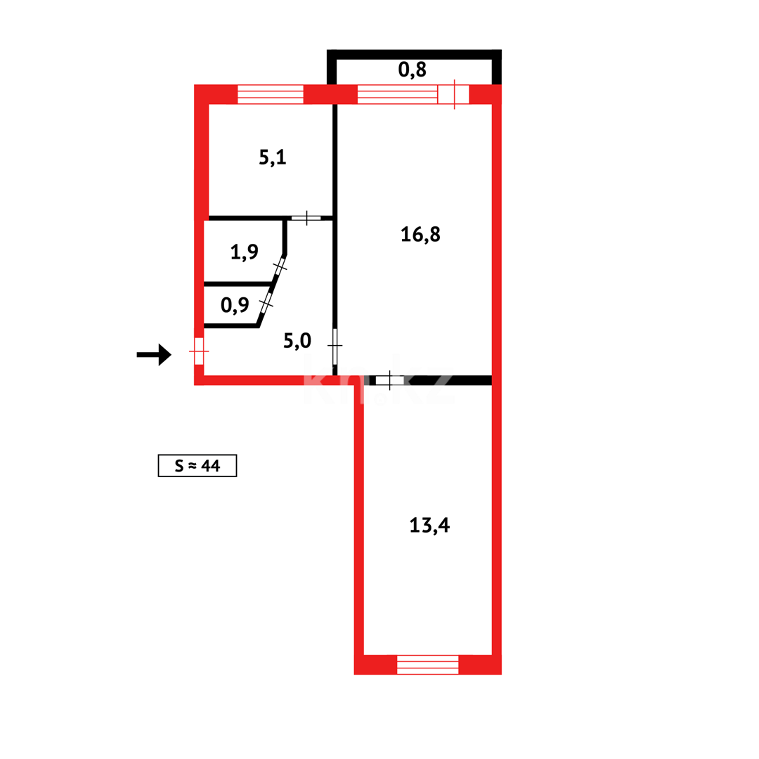 Продажа 2-комнатной квартиры, 44 м², 6 мкр. в Темиртау - фото 12