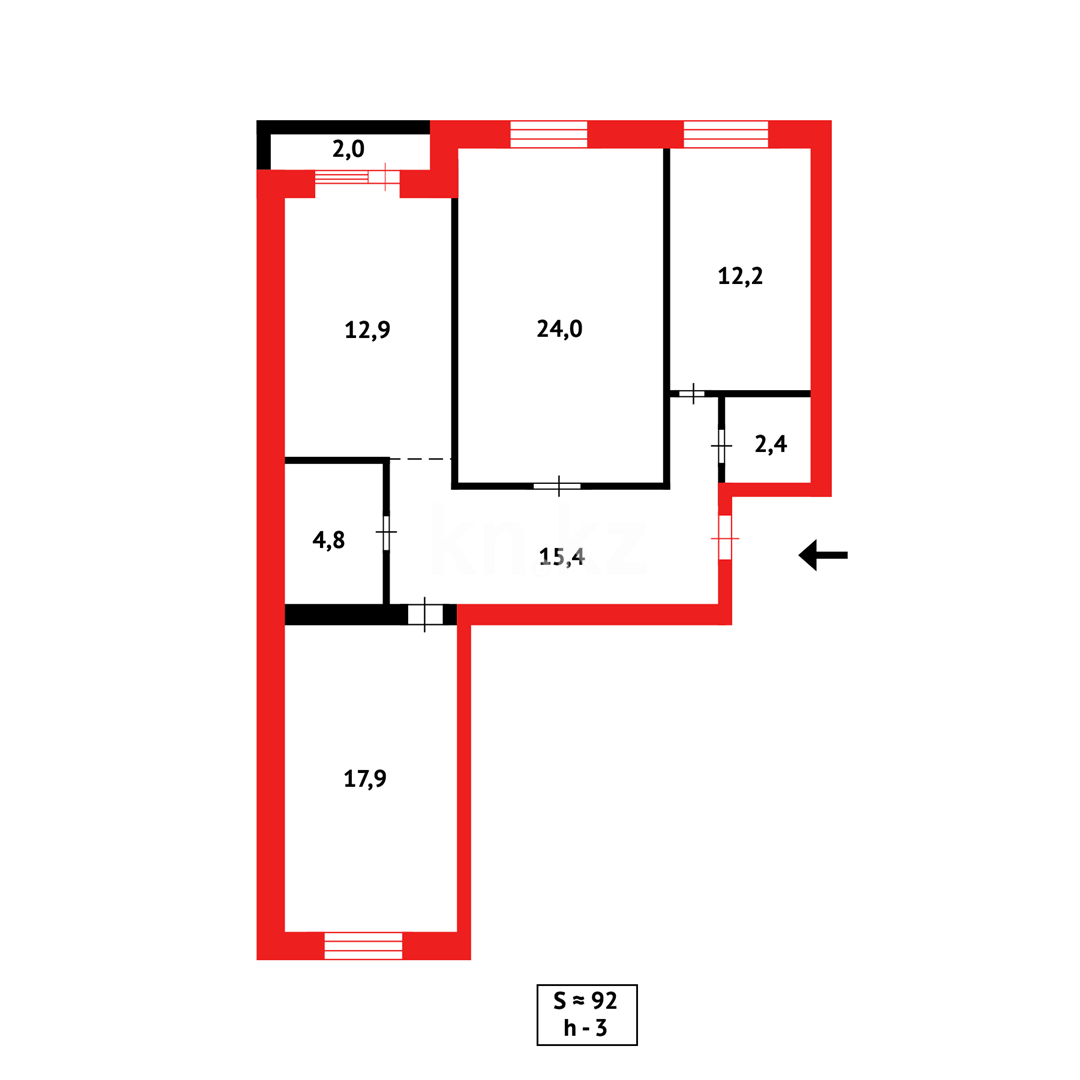 Продажа 3-комнатной квартиры, 95 м² в Караганде - фото 30