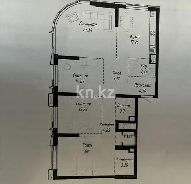 Продажа 3-комнатной квартиры, 129 м² в Астане