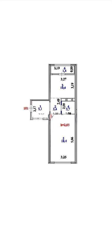 Продажа 1-комнатной квартиры, 42.4 м² в Астане