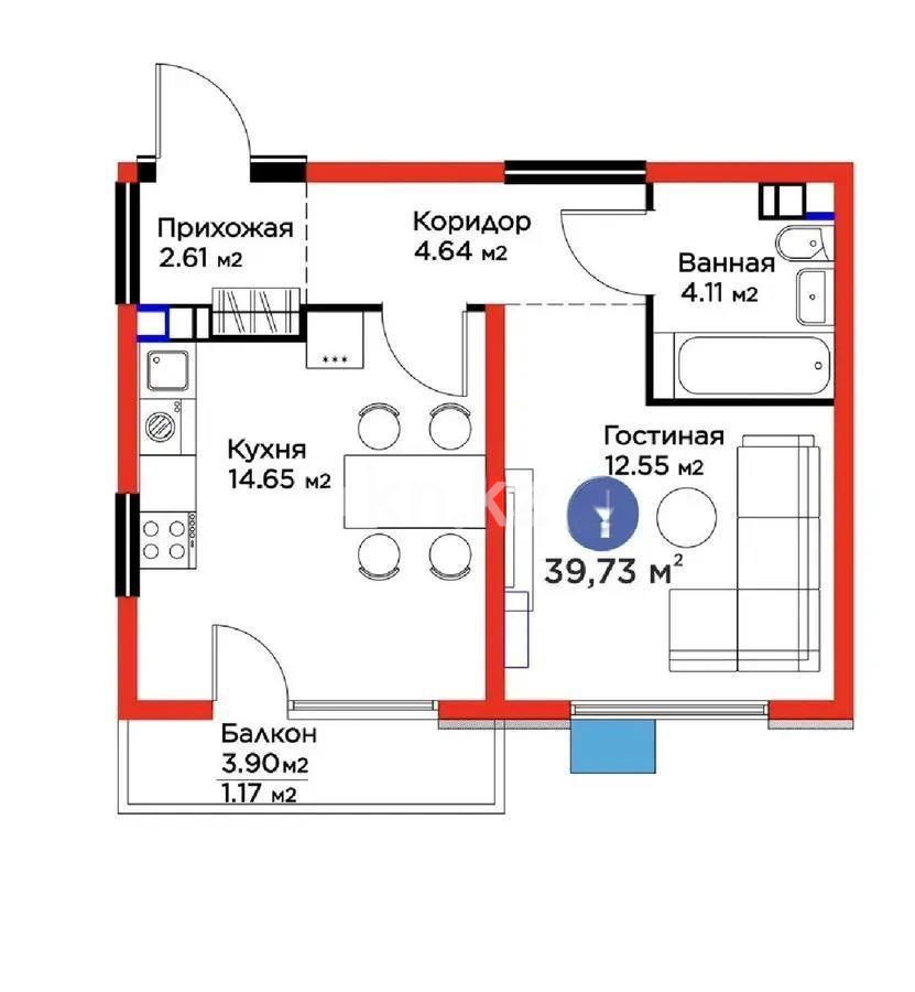 Продажа 1-комнатной квартиры, 39.73 м² в Алматы - фото 3