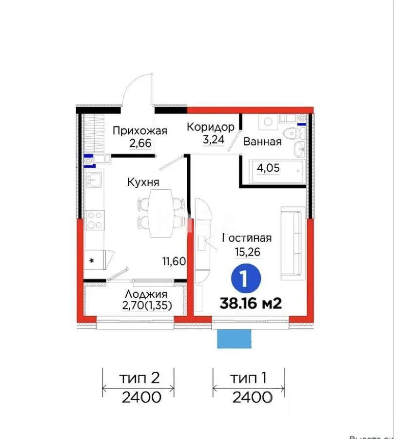 Продажа 1-комнатной квартиры, 38.16 м², ул. Тараз, дом  8/5 стр в Алматы