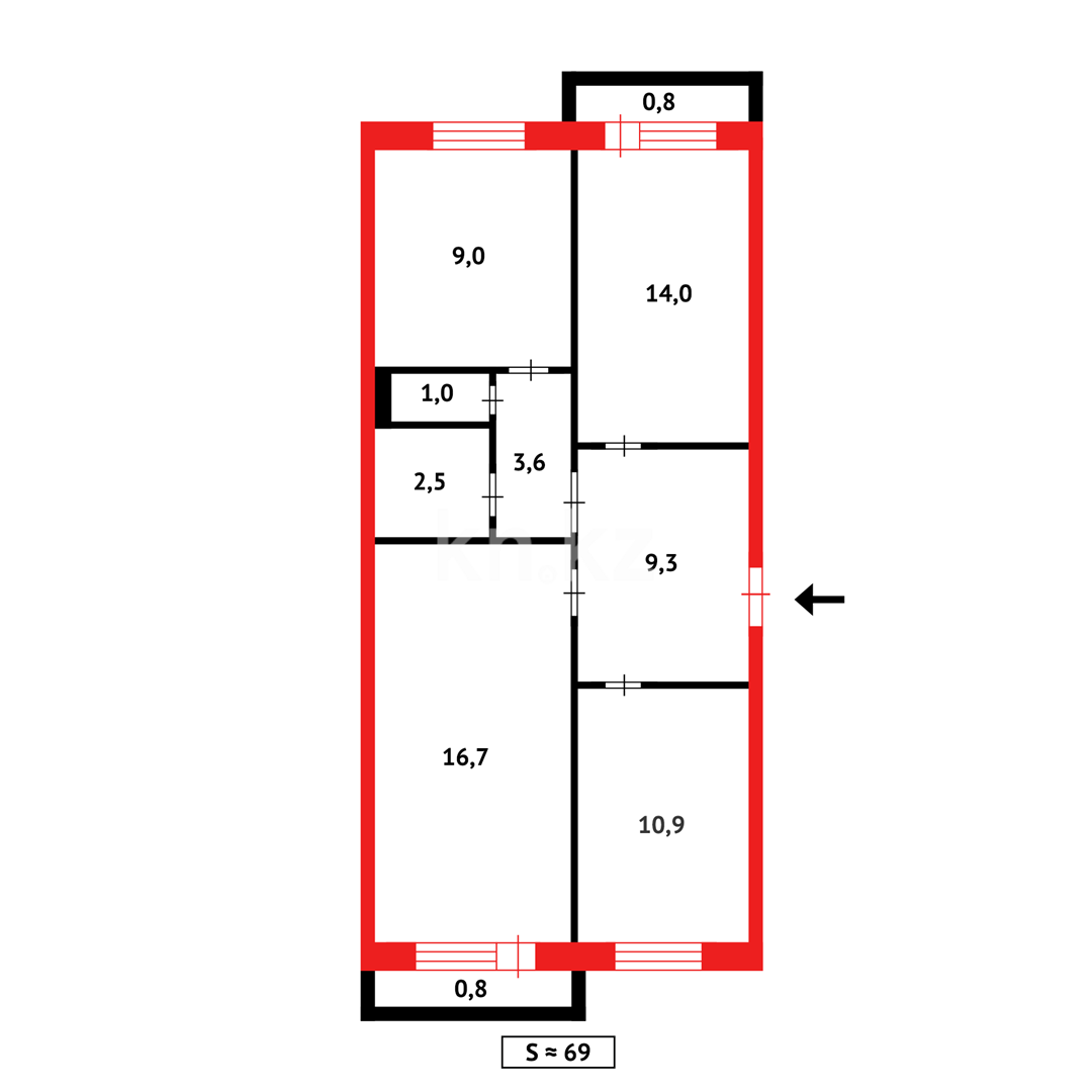 Продажа 3-комнатной квартиры, 67 м² в Темиртау - фото 10