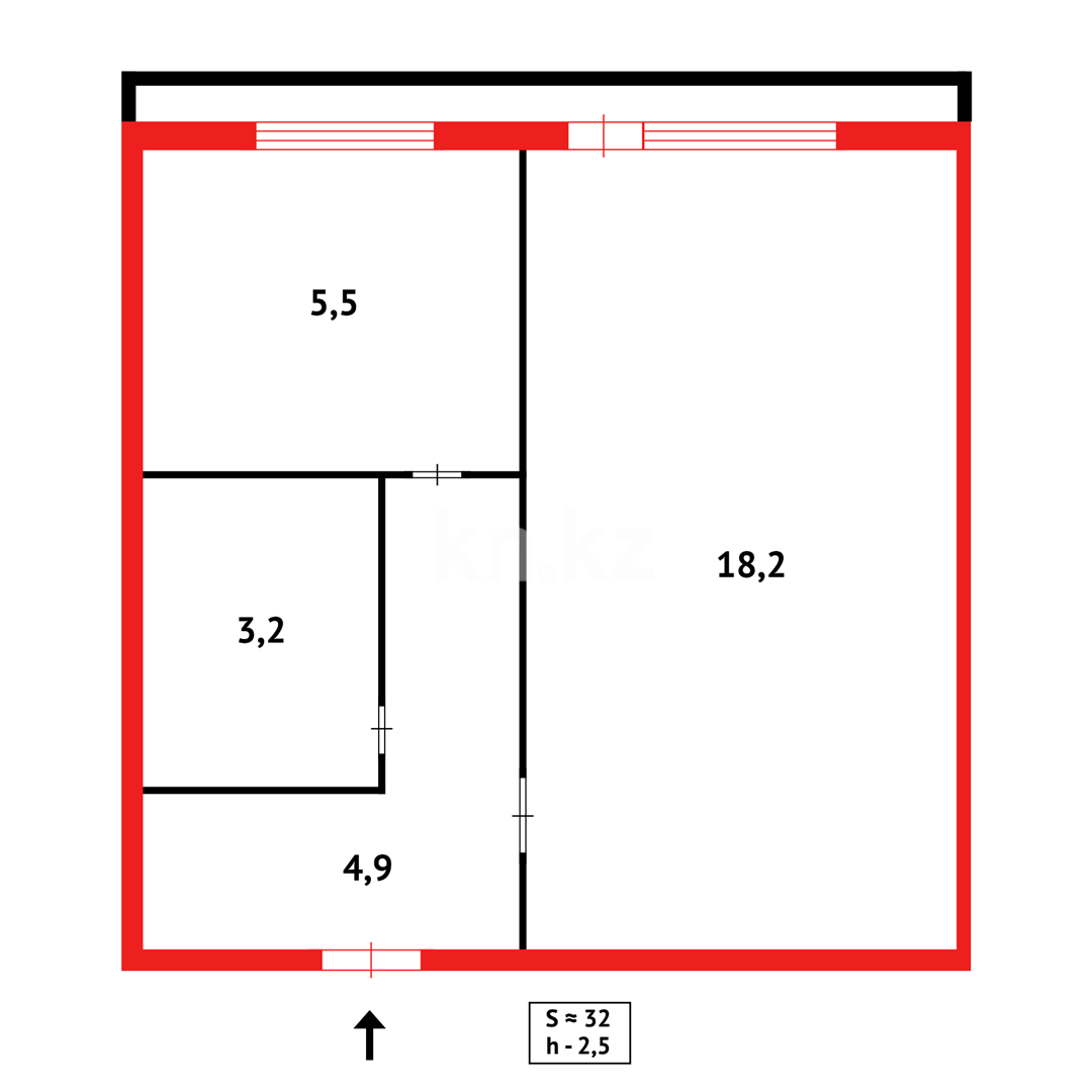 Продажа 1-комнатной квартиры, 33 м², ул. Аманжолова, дом  7 в Караганде - фото 11